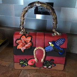 Dionysus Bamboo handle embroidered purse